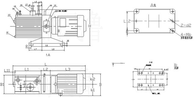 2XZ����Ƭʽ��ձ����μ����b�ߴ�