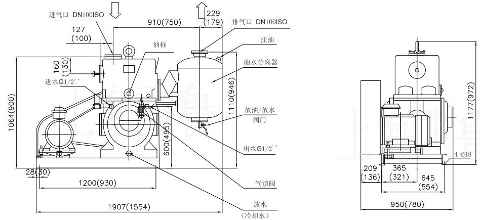 X型旋片式真空泵結構圖